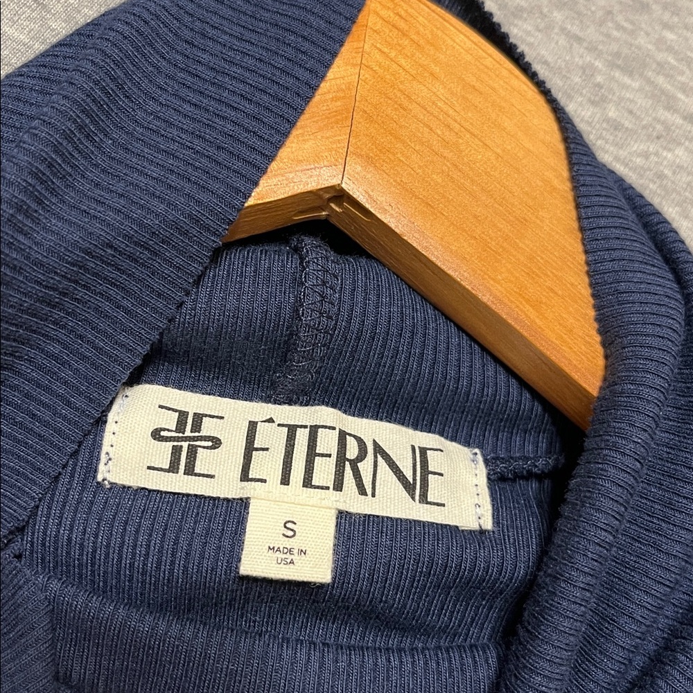 Eterne Cropped Fitted Turtleneck in Navy Blue - Picture 7 of 8